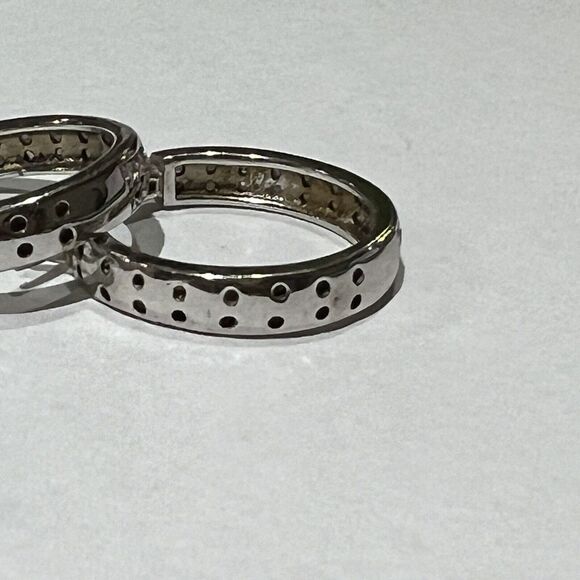 DBJ Natural Diamond Mini 22mm Hoop Earrings 925 Sterling Silver - Picture 4 of 9